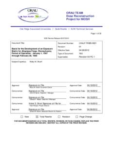 Radioactivity / Physics / Nuclear technology / Occupational safety and health / Radiation dose reconstruction / Energy Employees Occupational Illness Compensation Program / Background radiation / Ionizing radiation / Uranium / Nuclear physics / National Institute for Occupational Safety and Health / Radiobiology