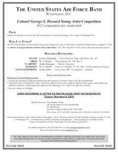 The United States Air Force Band Washington, D.C. Colonel George S. Howard Young Artist Competition 2015 competition for woodwinds