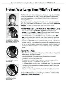 Environmental Health Investigations Branch  •  California Department of Public Health  Protect Your Lungs from Wildfire Smoke Wildfire smoke can irritate your eyes, nose, throat and lungs. It can make you cough and whe