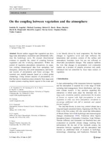 Theor Appl Climatol DOIs00704ORIGINAL PAPER  On the coupling between vegetation and the atmosphere