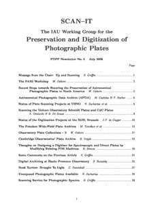 SCAN{IT The IAU Working Group for the Preservation and Digitization of Photographi
 Plates PDPP Newsletter No. 5
