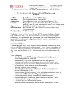 Eagleton Institute of Politics Rutgers, The State University of New Jersey 191 Ryders Lane New Brunswick, New Jersey[removed]www.eagleton.rutgers.edu