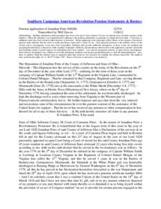 Southern Campaign American Revolution Pension Statements & Rosters Pension application of Jonathan Potts S40288 Transcribed by Will Graves f22VA[removed]