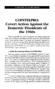 A  HISTORY T() LEARN FROM COINTELPRO: