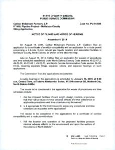 STATE OF NORTH DAKOTA PUBLIC SERVICE COMMISSION Case No. PU[removed]Caliber Midstream Partners, L.P. 	 6