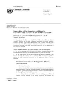 UNGA Report A[removed]International Convention for the Suppression of Acts of Nuclear Terrorism