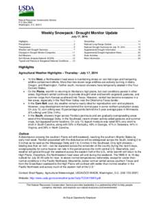 Weekly Report Drought Monitor / Snowpack Update