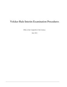 Volcker Rule Transition Examination Procedures