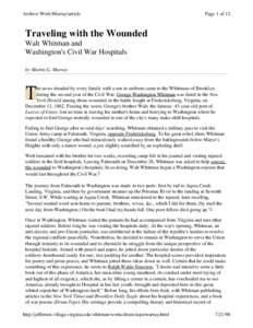 Archive Work\Murray\article  Page 1 of 12 Traveling with the Wounded Walt Whitman and