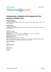 Article ID: WMC002320  ISSNCharacteristic of patients with osteoporotic hip fracture in Kashan, Iran