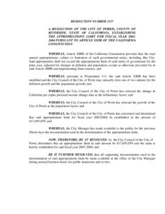 RESOLUTION OF THE CITY OF PERRIS COMMUNITY FACILITIES DISTRICT NO