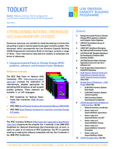 TOOLKIT Author: Rebecca Carman, Technical Specialist Low Emission Capacity Building (LECB) Programme April[removed]STRENGTHENING NATIONAL GREENHOUSE