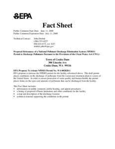 Revised Fact Sheet for the NPDES Permit for the Town of Coulee Dam Wastewater Treatment Plant, Washington