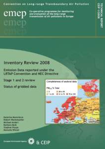 Inventory Review 2008 Emission Data reported under the LRTAP Convention and NEC Directive Stage 1 and 2 review Status of gridded data