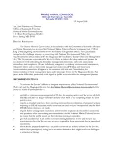 MARINE MAMMAL COMMISSION 4340 East-West Highway, Room 700 Bethesda, MD[removed]August 2008 Mr. Alan Risenhoover, Director
