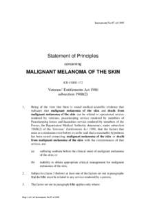 Instrument No.97 of[removed]Statement of Principles concerning  MALIGNANT MELANOMA OF THE SKIN