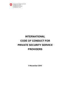 INTERNATIONAL CODE OF CONDUCT FOR PRIVATE SECURITY SERVICE