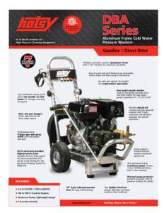 ETL-Certified to UL-1776 Standards and to CSA Aluminum Frame Cold Water Pressure Washers
