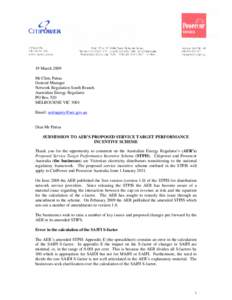 CitiPower and Powercor submission - AER‘s Amended STPIS  19 March 2009 Mr Chris Pattas General Manager Network Regulation South Branch