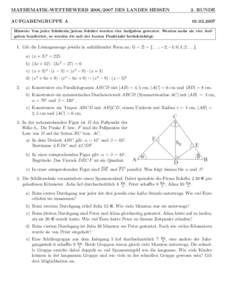 MATHEMATIK-WETTBEWERBDES LANDES HESSEN  2. RUNDE AUFGABENGRUPPE A