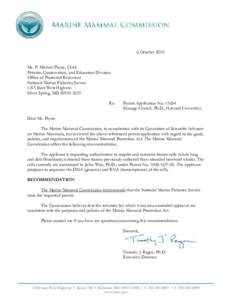 6 October 2010 Mr. P. Michael Payne, Chief Permits, Conservation, and Education Division Office of Protected Resources National Marine Fisheries Service 1315 East-West Highway