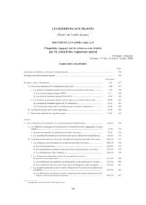 Les réserves aux traits: Cinquième rapport sur les réserves aux traités, par M. Alain Pellet, rapporteur spécial