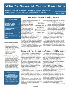 What’s News at Yucca Mountain  Page 1 What’s News at Yucca Mountain Publication of Mineral County’s Yucca Mountain