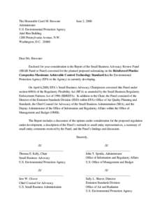 June 2, 2000 SBAR Panel Letter to EPA Administrator Carol M. Browner