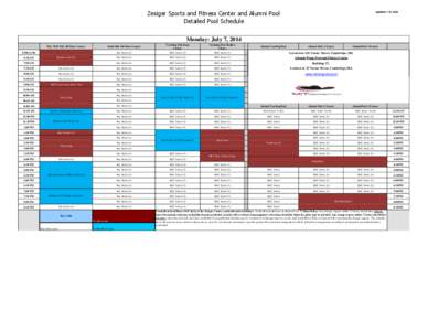 Zesiger Sports and Fitness Center and Alumni Pool Detailed Pool Schedule updated: [removed]Monday: July 7, 2014