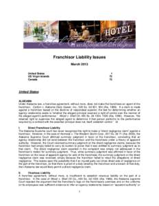 Franchisor Liability Issues March 2013 United States US Virgin Islands Canada