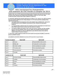 Fédération des ordres professionnels de juristes du Canada  Comité national sur les équivalences des diplômes de droit (CNE)  Avis concernant les changements