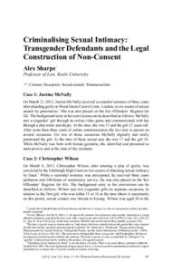 Criminalising Sexual Intimacy: Transgender Defendants and the Legal Construction of Non-Consent Alex Sharpe  *