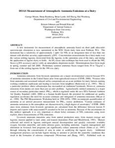 DOAS Measurement of Atmospheric Ammonia Emissions at a Dairy George Mount, Brian Rumburg, Brian Lamb, Jeff Havig, Hal Westberg Department of Civil and Environmental Engineering and Kristen Johnson and Ronald Kincaid Depa