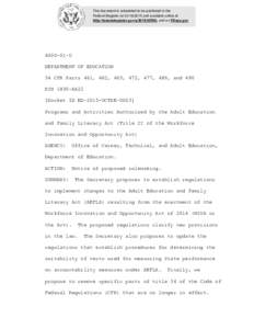 This document is scheduled to be published in the Federal Register onand available online at http://federalregister.gov/a, and on FDsys.govU DEPARTMENT OF EDUCATION