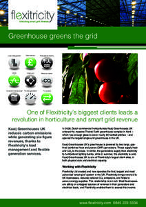 Greenhouse greens the grid Load management New revenue  Renewables friendly