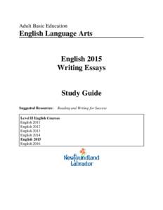 Adult Basic Education  English Language Arts English 2015 Writing Essays