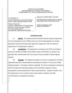 STATE OF CALIFORNIA ENVIRONMENTAL PROTECTION AGENCY DEPARTMENT OF TOXIC SUBSTANCES CONTROL 1 2