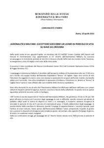 MINISTERO DELLA DIFESA AERONAUTICA MILITARE Ufficio Pubblica Informazione COMUNICATO STAMPA Roma, 10 aprile 2015