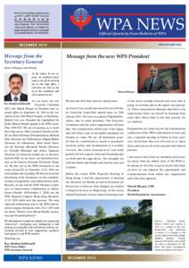 WPA NEWS Official Quarterly News Bulletin of WPA december[removed]Message from the