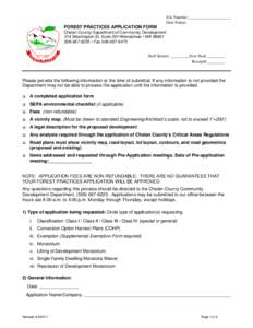 File Number: ____________________ Date Stamp: FOREST PRACTICES APPLICATION FORM Chelan County Department of Community Development 316 Washington St, Suite 301•Wenatchee • WA 98801