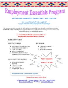 Government of Ontario / Ontario Disability Support Program / Ministry of Community and Social Services