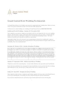 Microsoft Word - Grand Central Hotel Wedding Testimonials