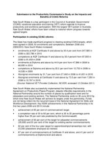 Submission V6 - NSW Department of Education and Communities - Impacts and Benefits of COAG Reforms - Commissioned study