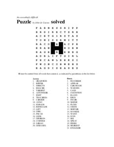 An exceedingly difficult  Puzzle by John de Cuevas solved F A R N E S S R I P P E R D I R E C T S R E A C E T G I R S T A S