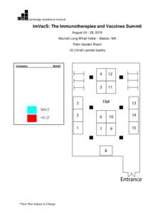 Cambridge Healthtech Institute  ImVacS: The Immunotherapies and Vaccines Summit August[removed], 2015 Marriott Long Wharf Hotel ~ Boston, MA Palm Garden Room