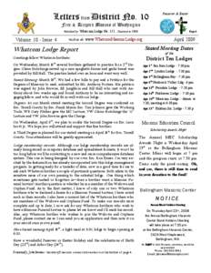 Letters from District No. 10  Passover & Easter Free & Accepted Masons of Washington Published by: Whatcom