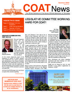 COATNews Summer 2009 Volume 91 The Official Publication of the County Officials Association of Tennessee