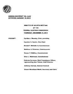 AGENDA DOCUMENT NO. 12·02 APPROVED JANUARY 12, 2012 MINUTES OF AN OPEN MEETING  OF °rHE