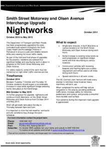 Smith Street Motorway and Olsen Avenue Interchange Upgrade Nightworks  October 2014