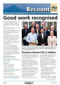 Recount TARANAKI REGIONAL COUNCIL NEWSLETTER June 2011 No. 80  Good work recognised